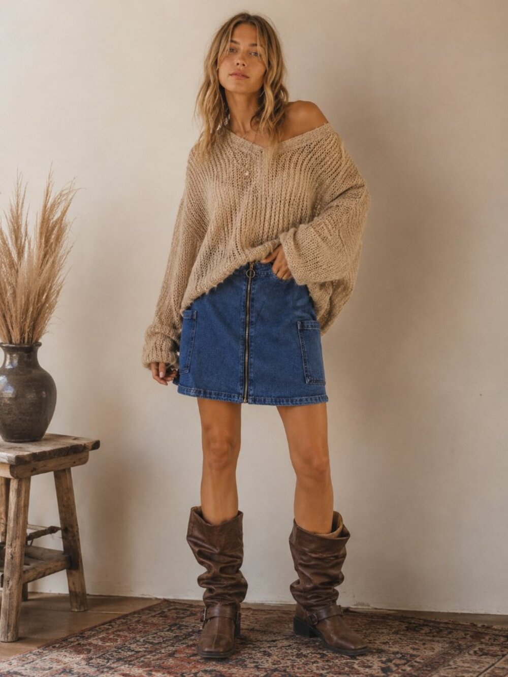 Denim Zip Up Mini Skirt - Y2K Vibes
